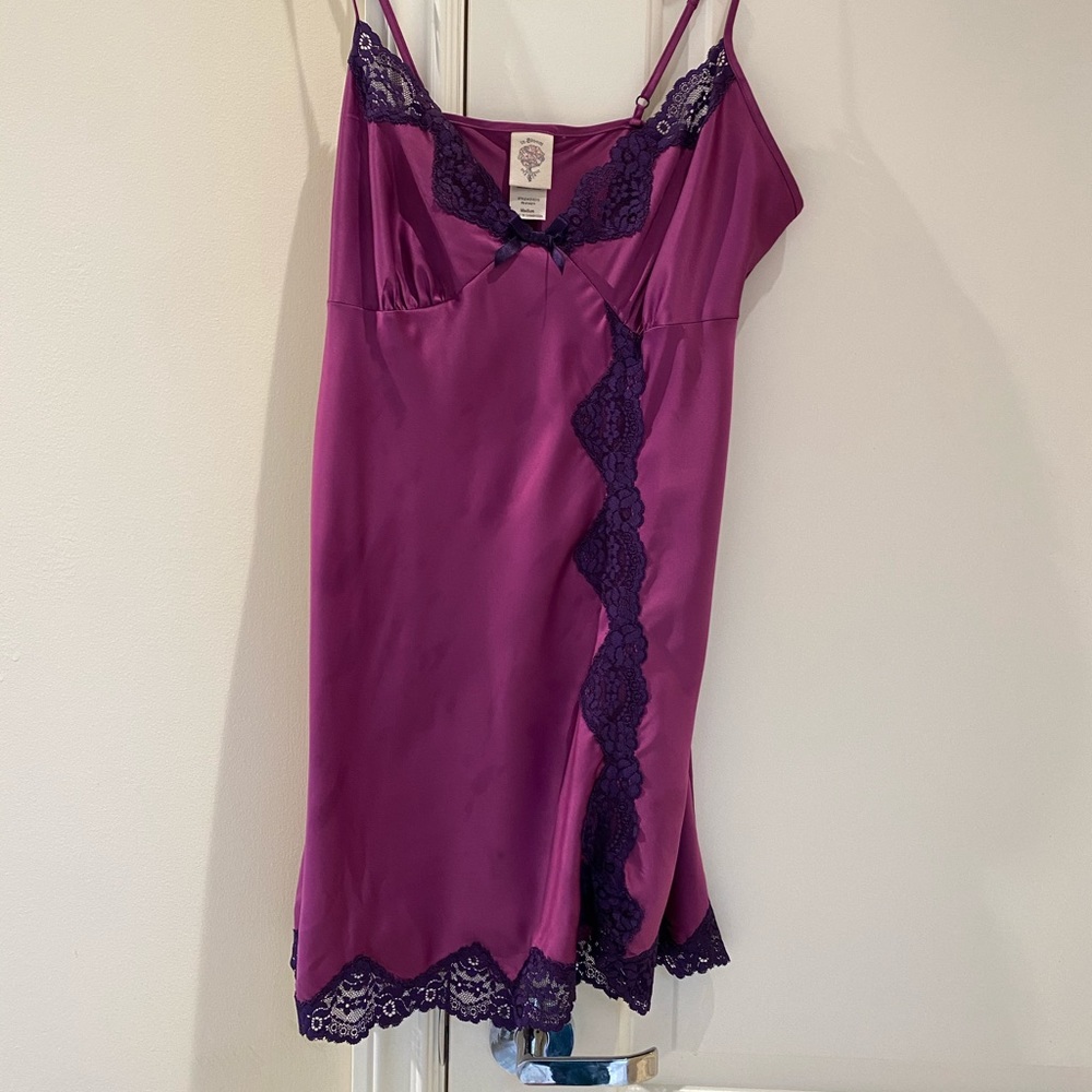 In Bloom by Jonquil Purple Satin Lace Chemise